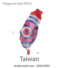 Taiwan map in geometric polygonal style.Abstract gems triangle,modern design background.