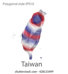 Taiwan map in geometric polygonal style.Abstract gems triangle,modern design background.