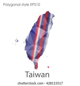 Taiwan map in geometric polygonal style.Abstract gems triangle,modern design background.