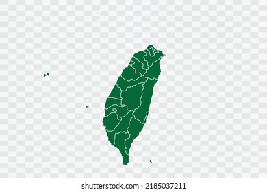 Taiwan Map green Color on White Background quality files Png