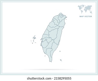 Taiwan map green vector on white background.