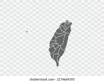 Taiwan Map grey Color on Background png
