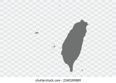 Taiwan Map grey Color on White no demarcation line Background  Png