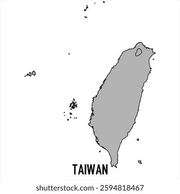 Taiwan map in grey style isolated on white background. Vector illustration