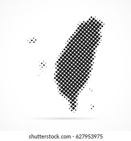 Taiwan map in halftone. Dotted illustration isolated on a white background.
Vector illustration.
