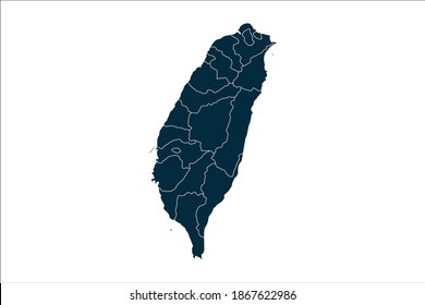 taiwan map High Detailed on white background.