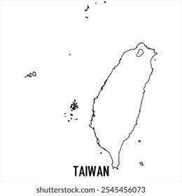 taiwan map icon isolated on white background. Outline map. Simple line icon. Vector illustration