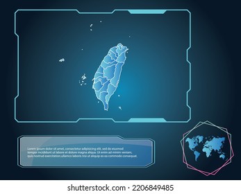 Tecnología de infografía de Taiwan Mapa fondo de la colección de elementos color azul