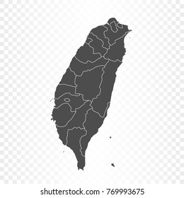 Taiwan map isolated on transparent background