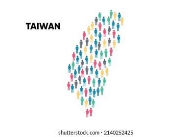 Taiwan Map made by a group of people, Population. Globalization. People from different countries