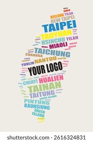 Taiwan map made of city names