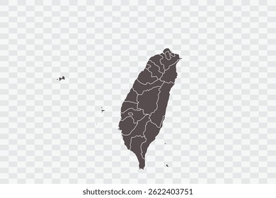 Taiwan Map Minimalist  High-Quality PNG  Ash Color on Transparent Background Perfect for presentations infographics educational materials and graphic design projects