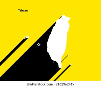 Taiwan Map on retro poster with long shadow. Vintage sign easy to edit, manipulate, resize or colorize.