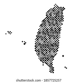 Taiwan map from pattern of black rhombuses of different sizes. Vector illustration.