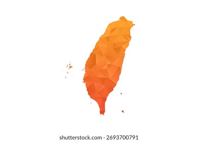 Taiwan Map - Polygon Style Vector Illustration in Orange Gradient, Low Poly Geometric Design, Isolated on White Background for Infographics and Education.