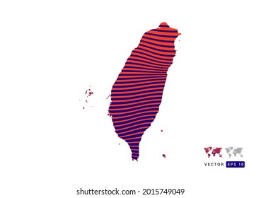 Taiwan Karte rot und blau der abstrakten mit dynamischen Wellen Vektorgrafik.