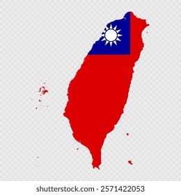 Taiwan map silhouette with flag.