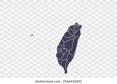 Taiwan Map Slate Color on White Background quality files Png