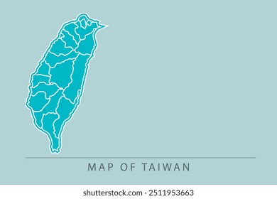 Taiwan map with soft colors background. Creative detailed Taiwan map isolated on blue background. simple Taiwan Vector template for design and creative ideas. EPS 10