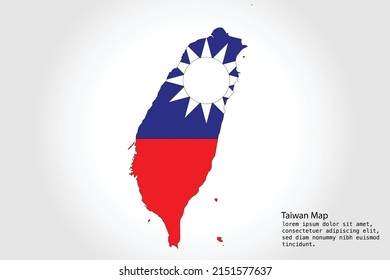 Taiwan Map stripes. Vector illustration Color on White Backgound