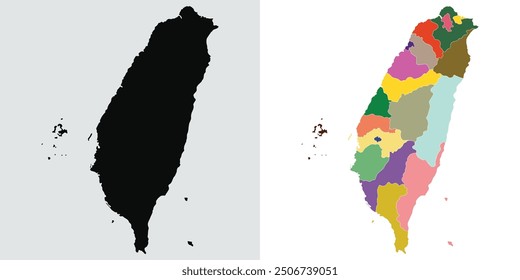 Taiwan map. Map of Taipei in set