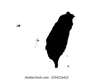 Taiwan Map. Taiwanese Country Map. Black And White Republic Of China National Nation Geography Outline Border Boundary Territory Shape Vector Illustration EPS Clipart