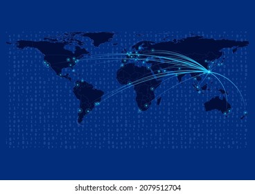 Taiwan map for technology or innovation or export concepts. Connections of the country to major cities around the world. File is suitable for digital editing and prints of all sizes.