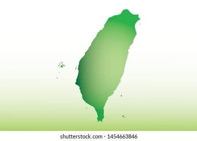 Taiwan map using green color with dark and light effect vector on light background illustration