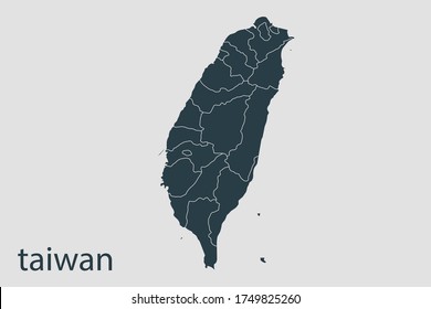 taiwan map vector, Abstract design vector illustration Eps 10. Navy color.High Detailed on white background.