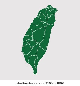 Taiwan map vector, Abstract design vector illustration Eps 10. Green color palette color. High Detailed on white background.