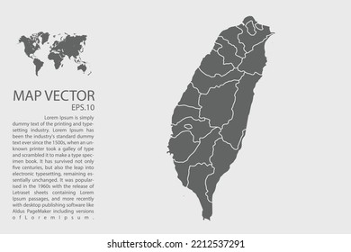 Taiwan map vector, Abstract design vector illustration Eps 10. High Detailed on white background.