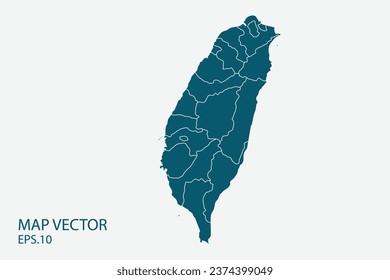 Taiwan map vector, Abstract design vector illustration Eps 10. High Detailed on white background.