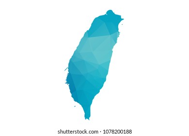 Taiwan map vector illustration in polygonal style,Low poly design on white background