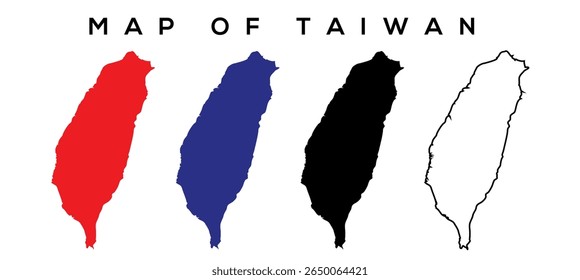 Vector de mapas de Taiwán - Ilustración aislada del contorno de Country