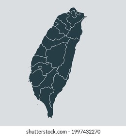 Taiwan map vector, isolated on gray background