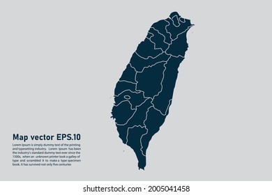 Mapa vector de Taiwán. aislado en fondo gris claro