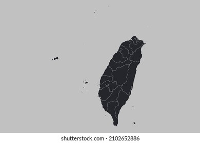 Taiwan map vector, isolated on gray background