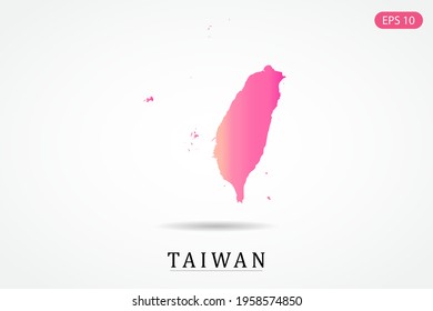 Taiwan Map - World Map International vector template with Pink gradient color isolated on white background - Vector illustration eps 10