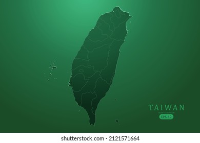 Taiwan Map - World Map International vector template with High detailed and Green gradient color isolated on green background for design, infographic - Vector illustration eps 10