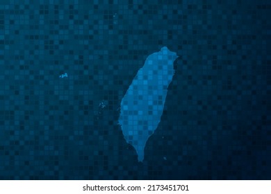 Taiwan Map - World Map international vector template with technology style isolated on blue pixel background for education, design, website, infographic - Vector illustration eps 10