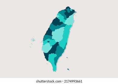 Taiwan Map - World Map International vector template with High detailed including blue and green outline color isolated on white background - Vector illustration eps 10
