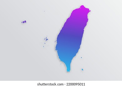 Taiwan Map - World map International vector template with 3D, paper style including shadow and Gradient blue, purple color on grey background for design, infographic - Vector illustration eps 10