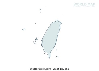 Taiwan Map - World map International vector template with blue stork line and blue geometric shapes isolated on white background for design, infographic, website - Vector illustration eps 10