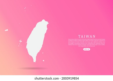 Taiwan Map - World map vector template with 3d white color on Pink gradient background for infographic - Vector illustration eps 10