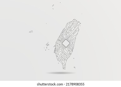 Taiwan Map - World map vector template with Abstract futuristic circuit board Illustration or High-tech technology mash line and point scales on white background - Vector illustration ep 10