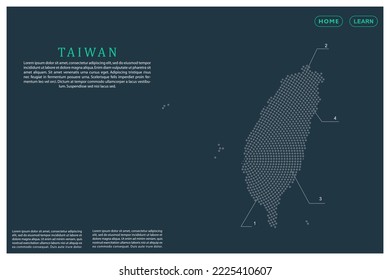 Taiwan Map - World map vector template with Grey dots, grid, grunge, halftone style isolated on green background for education, infographic, design, website, banner - Vector illustration eps 10