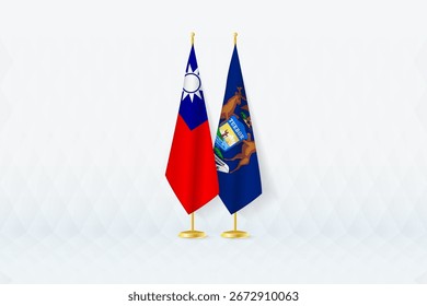 Taiwan and Michigan Flags Side by Side, Symbol of International Partnership. Illustration symbolizes diplomacy, partnership, and international cooperation between the two nations.