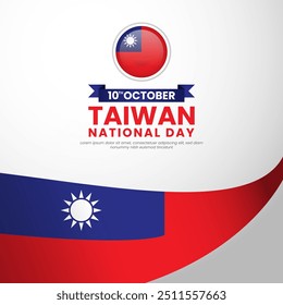 Taiwan national day waving flag banner background. Template for Taiwan independence day design