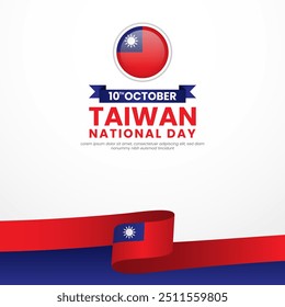 Dia nacional de Taiwan com fundo de bandeira da faixa de opções. Ilustração vetorial do cartaz do dia da independência de Taiwan