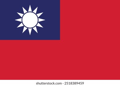 Bandera nacional de Taiwán - Ilustración vectorial oficial de la bandera nacional de Taiwán. Perfecto para proyectos que destacan la cultura, el patrimonio y el orgullo nacional taiwaneses